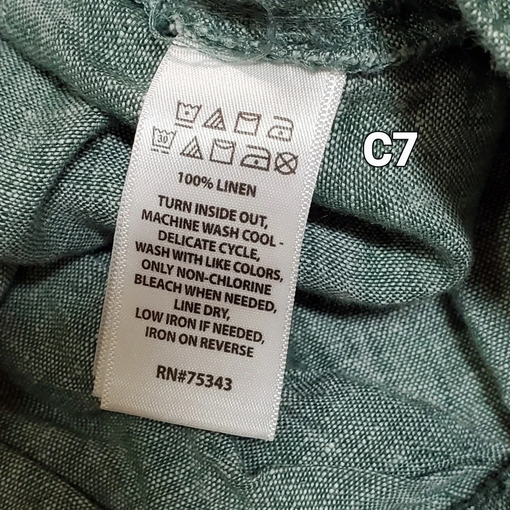 Resort Minimalist Sage Green Linen Wide Leg Pants Euro Summer Crop Size L Vaca